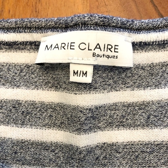 Marie Claire Oversized Relaxed Fit Casual Strips Gray Scoop Neck Sweater. Medium - Picture 4 of 15